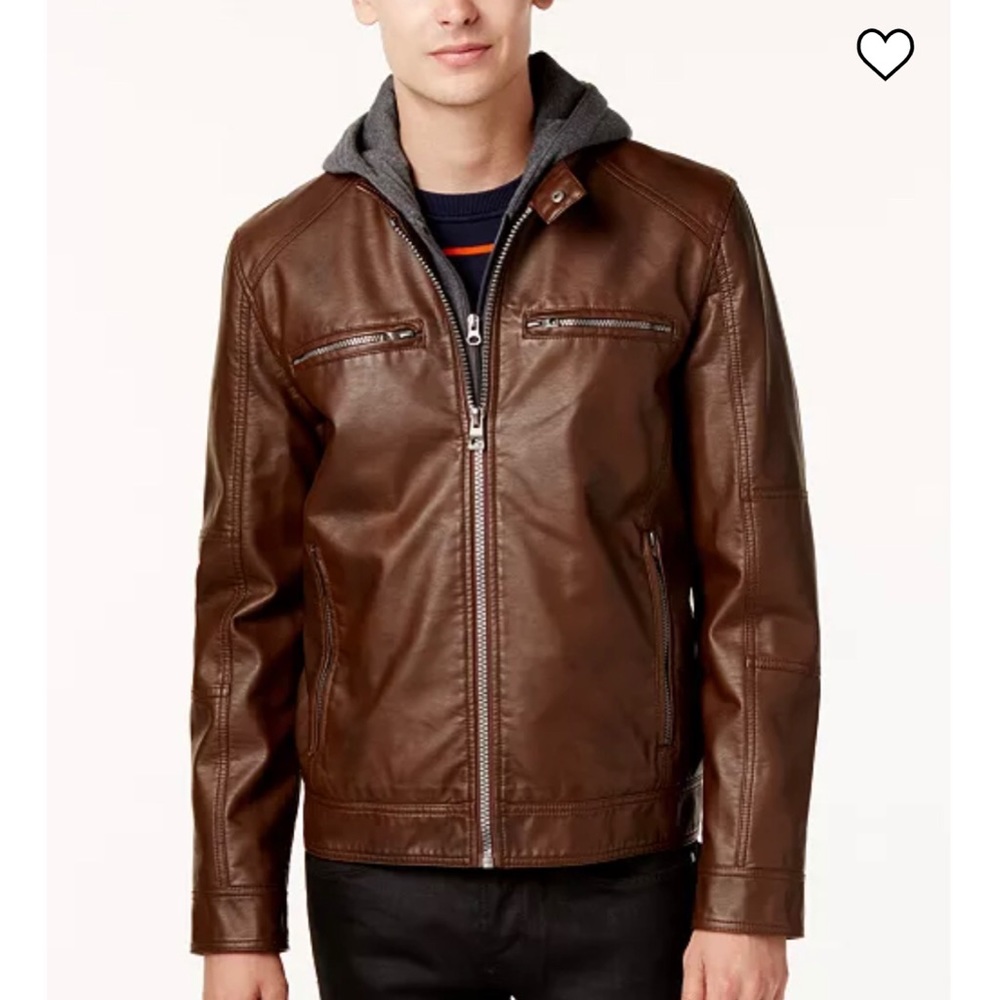 Versatile and Stylish Faux Leather Mens GUESS Coat